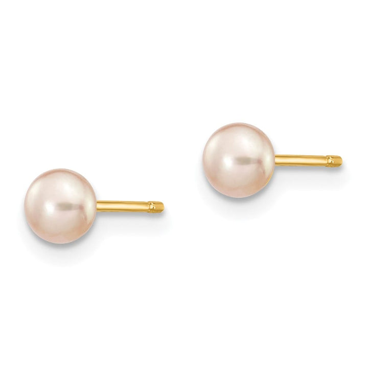14K Yellow Gold 4-5mm Purple Button Freshwater Pearl Stud Earrings