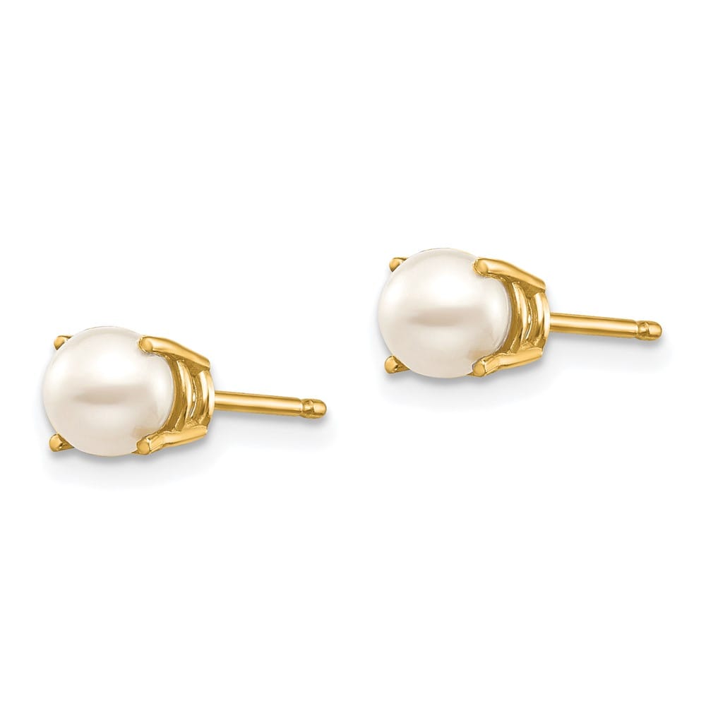14K Yellow Gold 4.5mm Round June/Freshwater Pearl Post Earrings, view 2 of 4