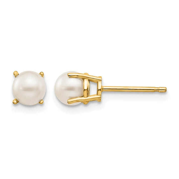 14K Yellow Gold 4.5mm Round June/Freshwater Pearl Post Earrings, view 1 of 4