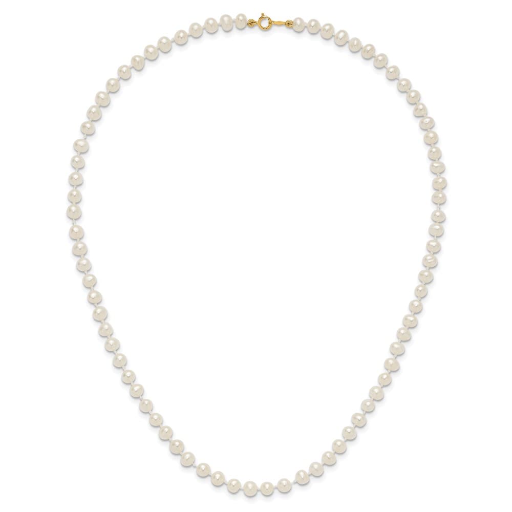 14K Yellow Gold 4-5mm White Semi-Round Cultured Pearl 16 inch Necklace