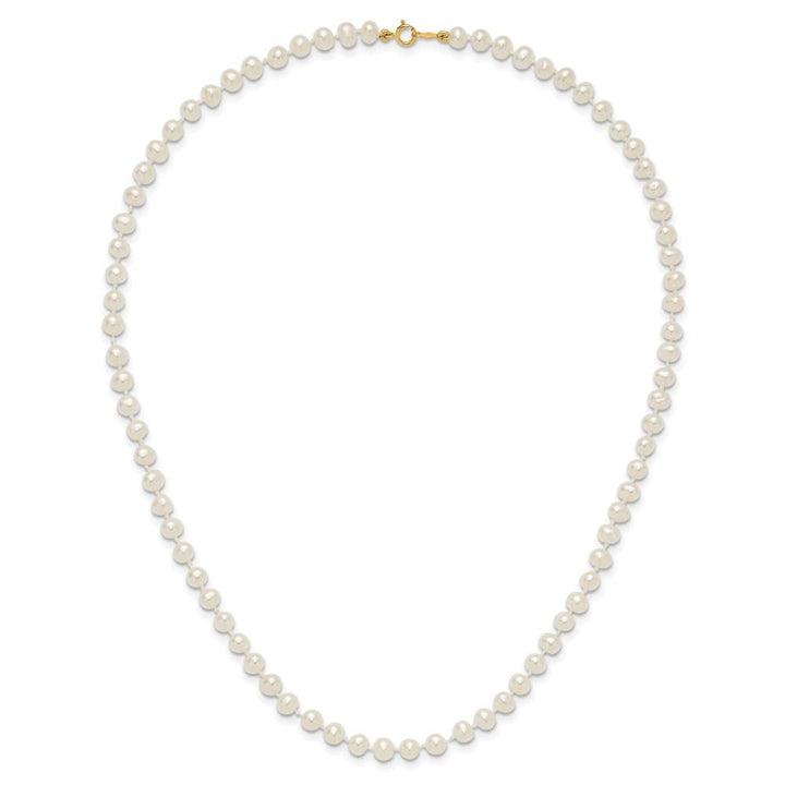 14K Yellow Gold 4-5mm White Semi-Round Cultured Pearl 16 inch Necklace