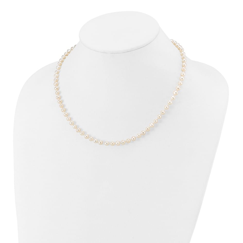 14K Yellow Gold 4-5mm White Semi-Round Cultured Pearl 16 inch Necklace