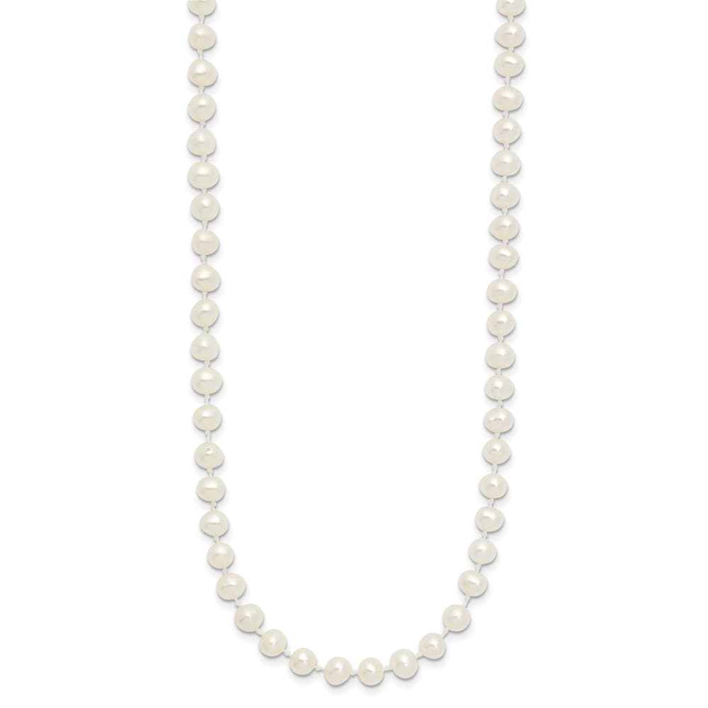 14K Yellow Gold 4-5mm White Semi-Round Cultured Pearl 16 inch Necklace