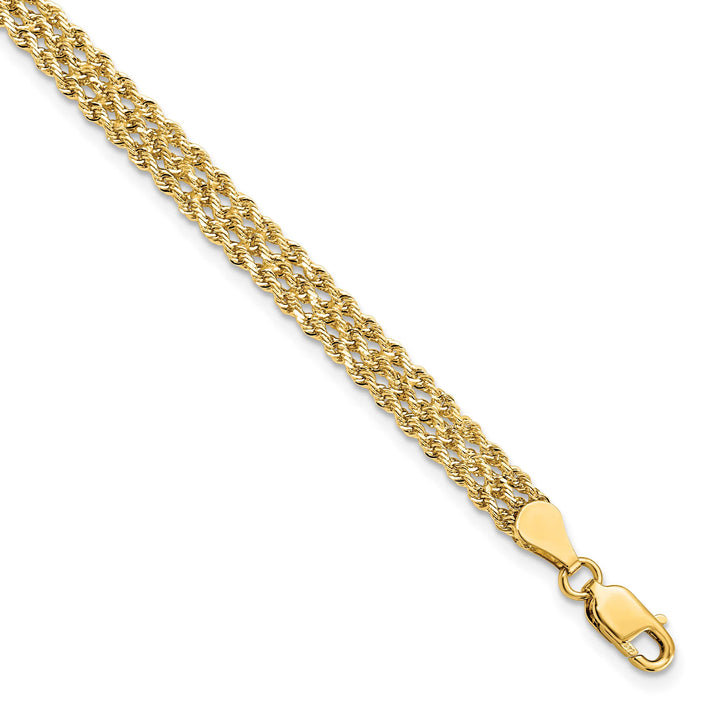 14K Yellow Gold 4.5mm Wide D.C. Triple Rope Bracelet