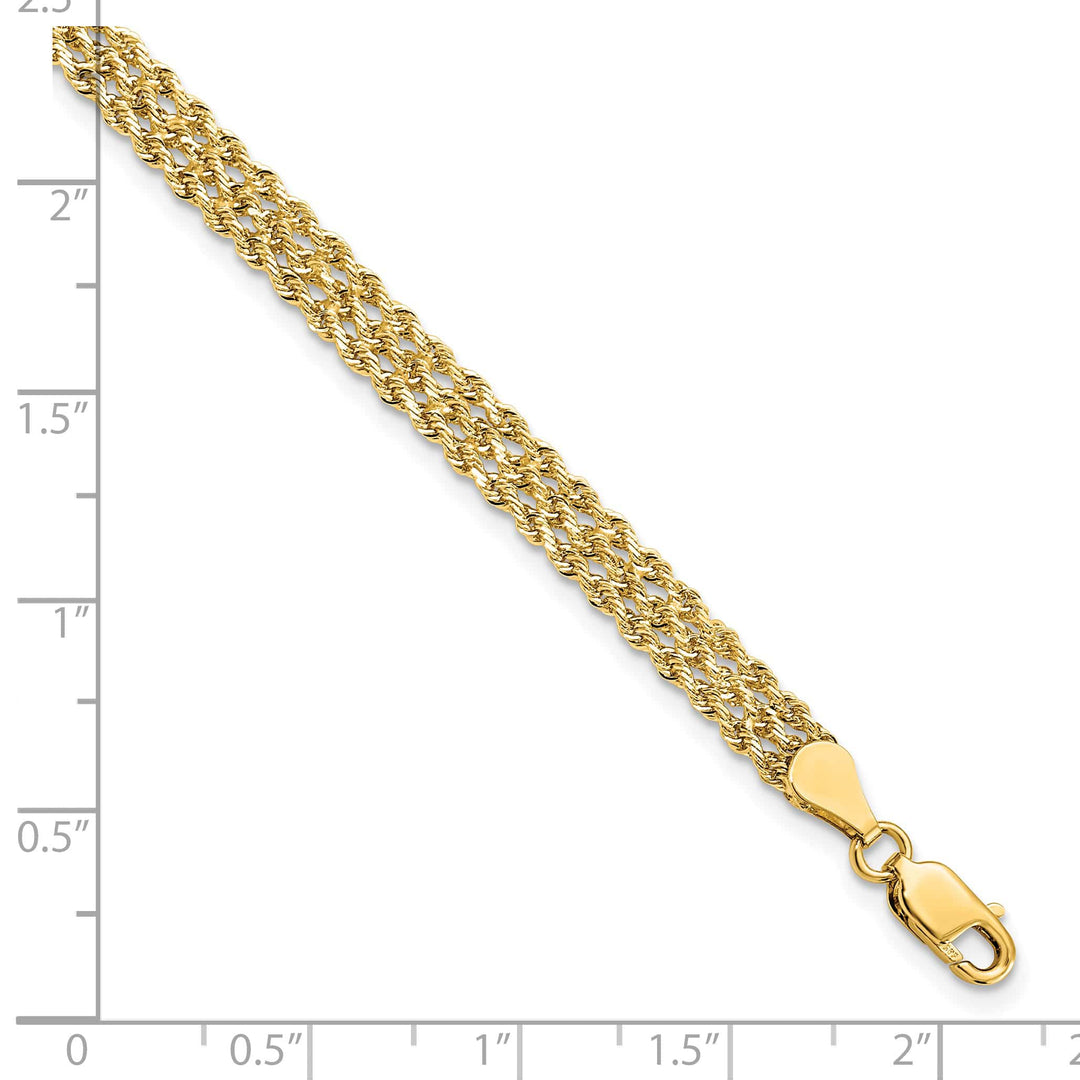 14K Yellow Gold 4.5mm Wide D.C. Triple Rope Bracelet