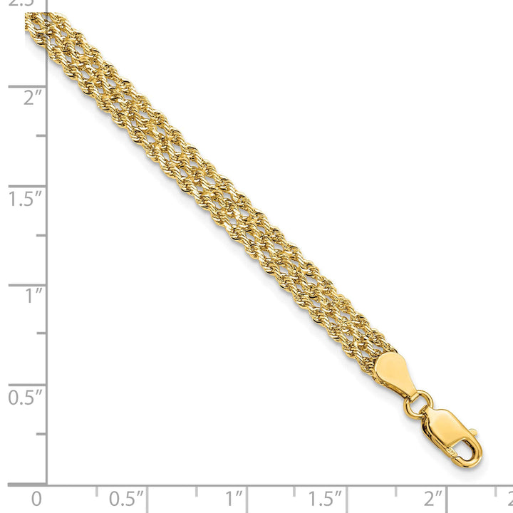 14K Yellow Gold 4.5mm Wide D.C. Triple Rope Bracelet
