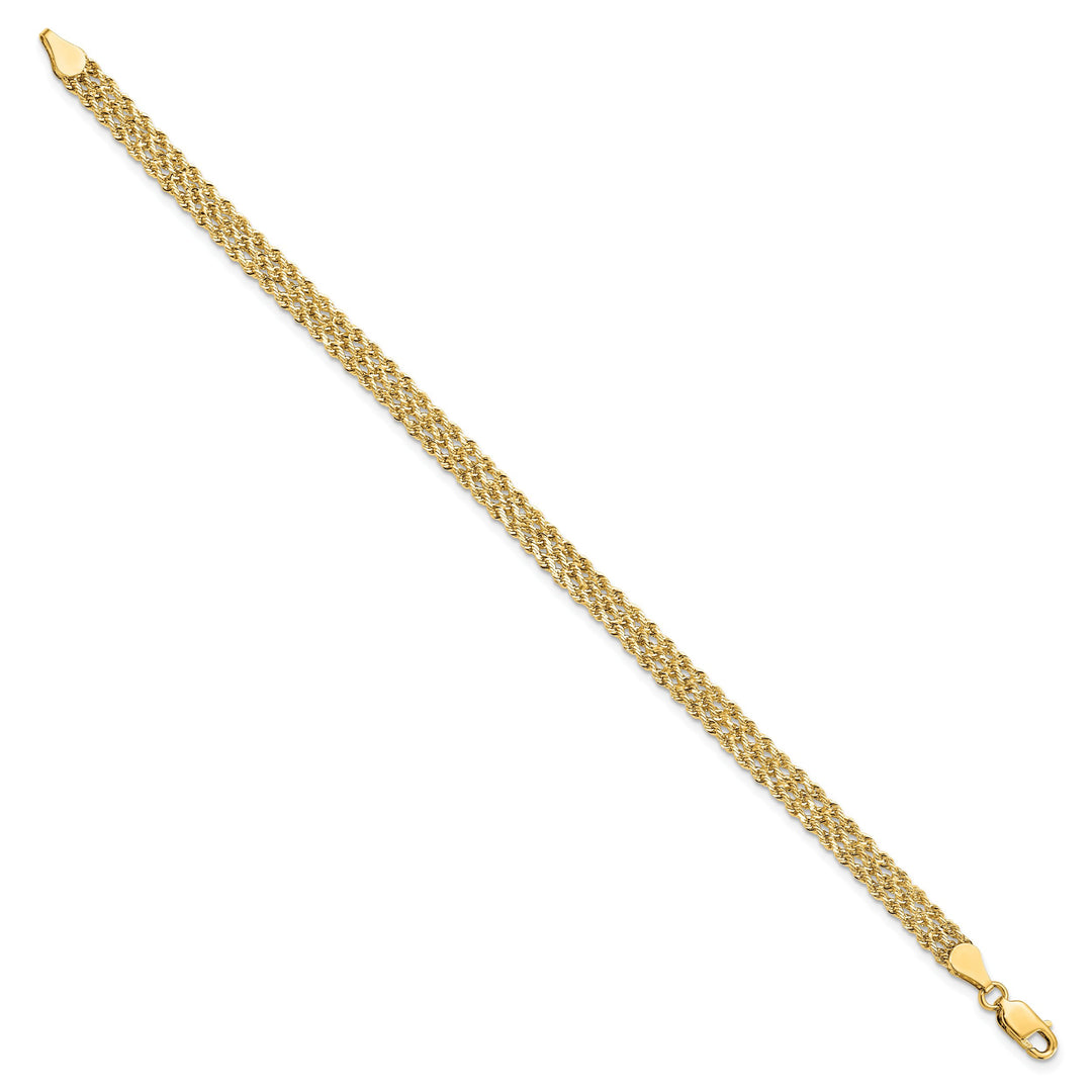 14K Yellow Gold 4.5mm Wide D.C. Triple Rope Bracelet