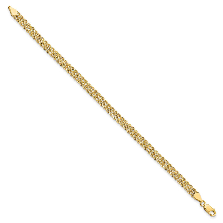 14K Yellow Gold 4.5mm Wide D.C. Triple Rope Bracelet