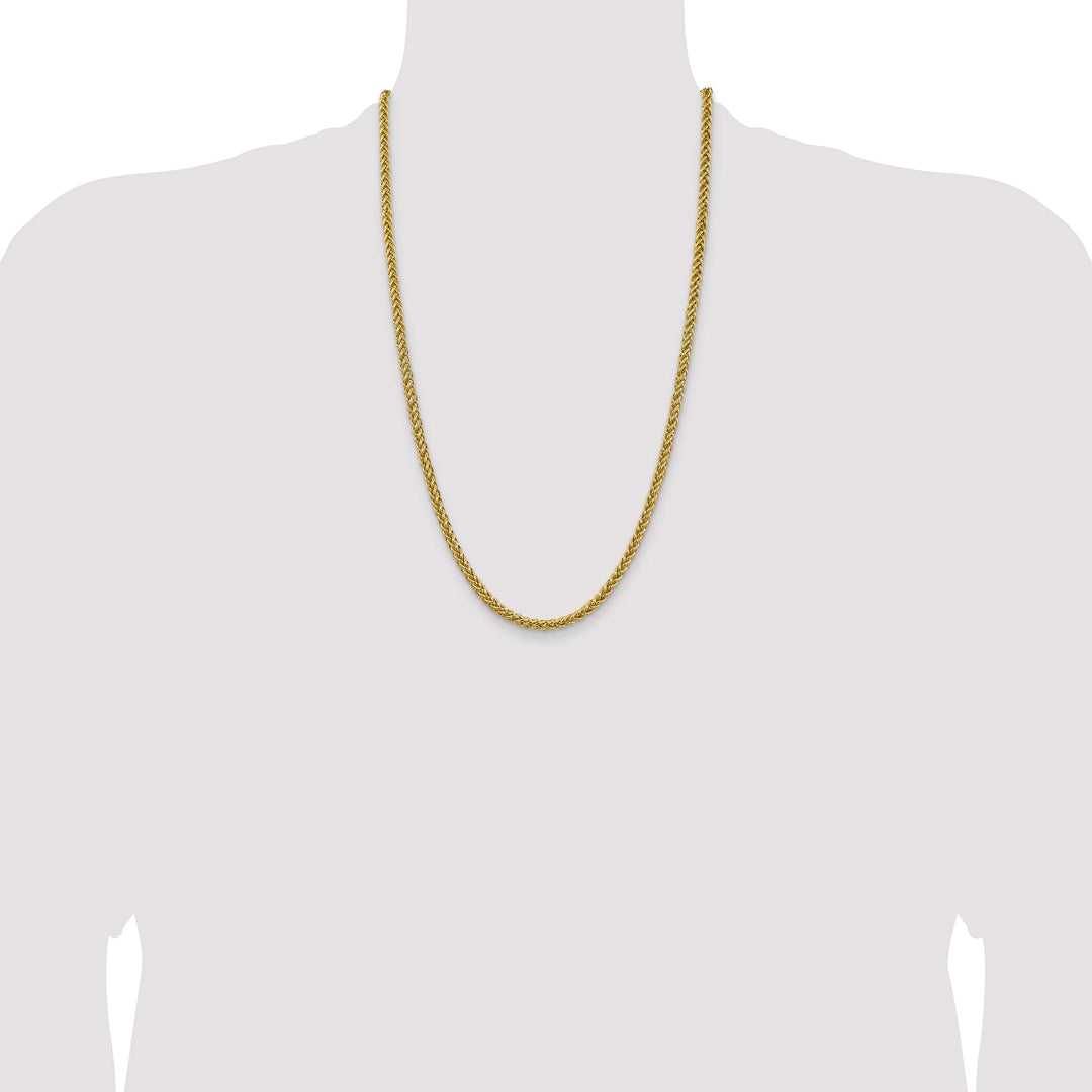 14K Yellow Gold 4.65mm Semi-Solid 3-Wire Wheat Chain 26 Inch