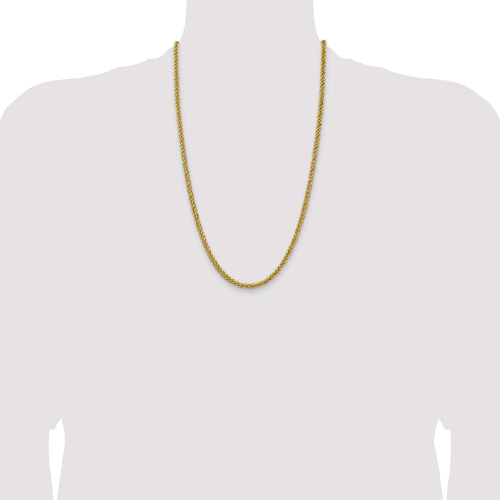 14K Yellow Gold 4.65mm Semi-Solid 3-Wire Wheat Chain 26 Inch