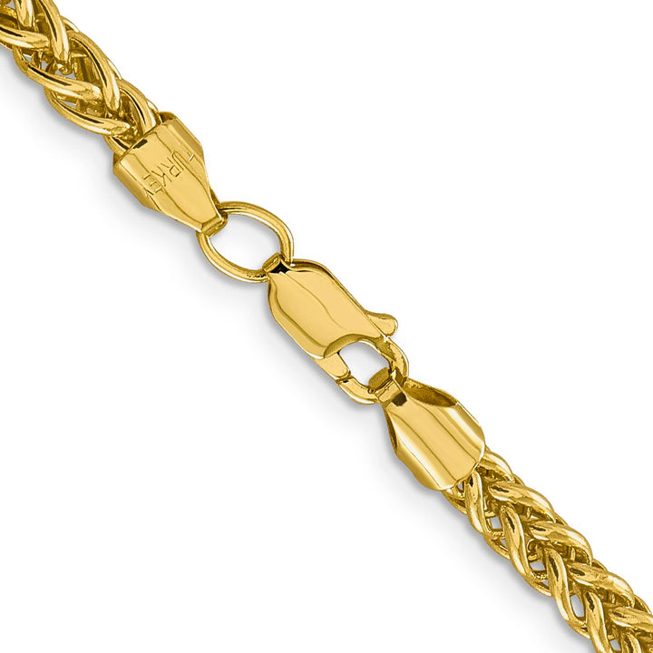 14K Yellow Gold 4.65mm Semi-Solid 3-Wire Wheat Chain 26 Inch