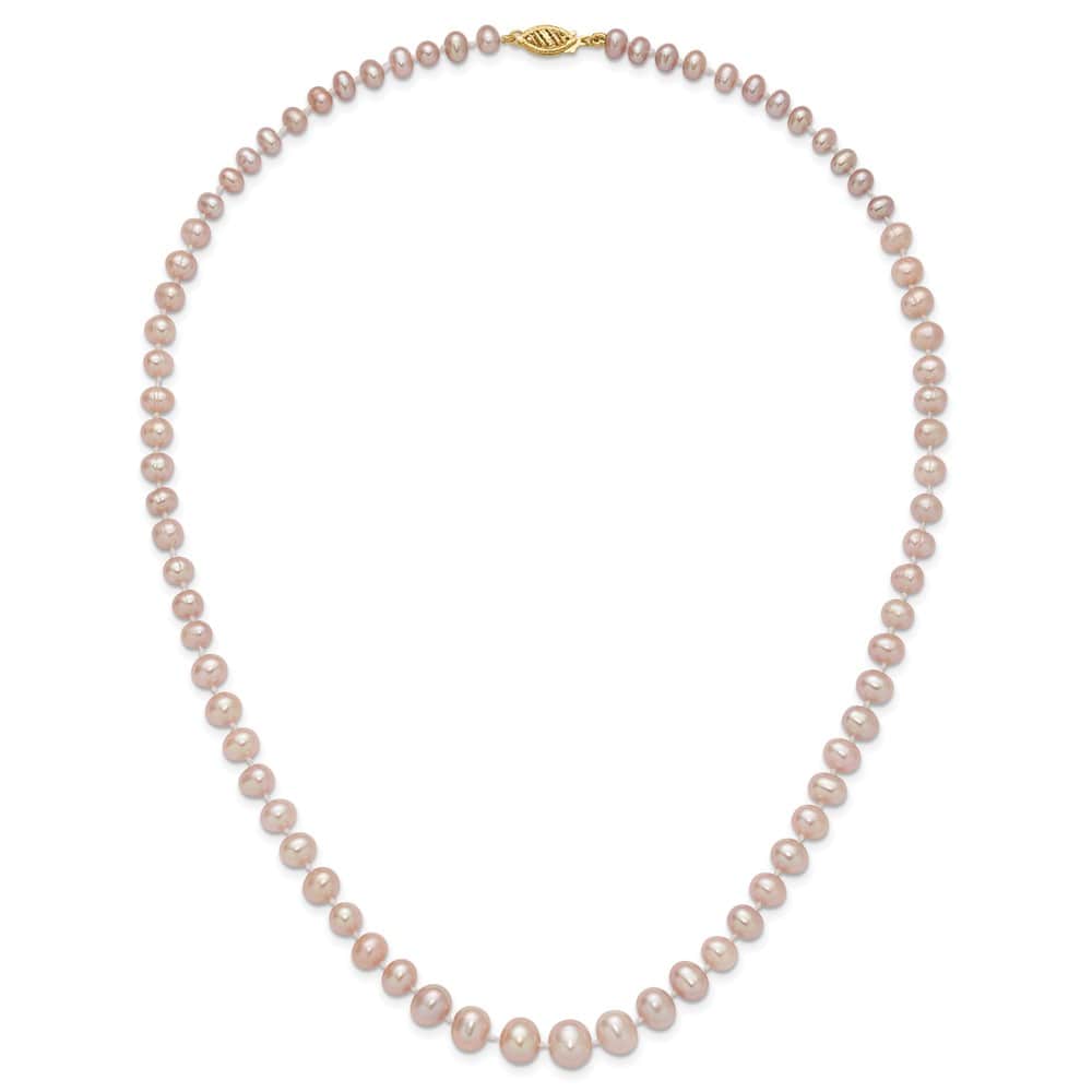14K Yellow Gold 4-8mm Purple Cultured Pearl Graduated 18 inch Necklace