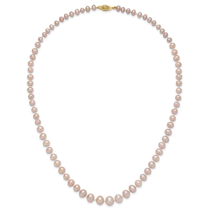 14K Yellow Gold 4-8mm Purple Cultured Pearl Graduated 18 inch Necklace