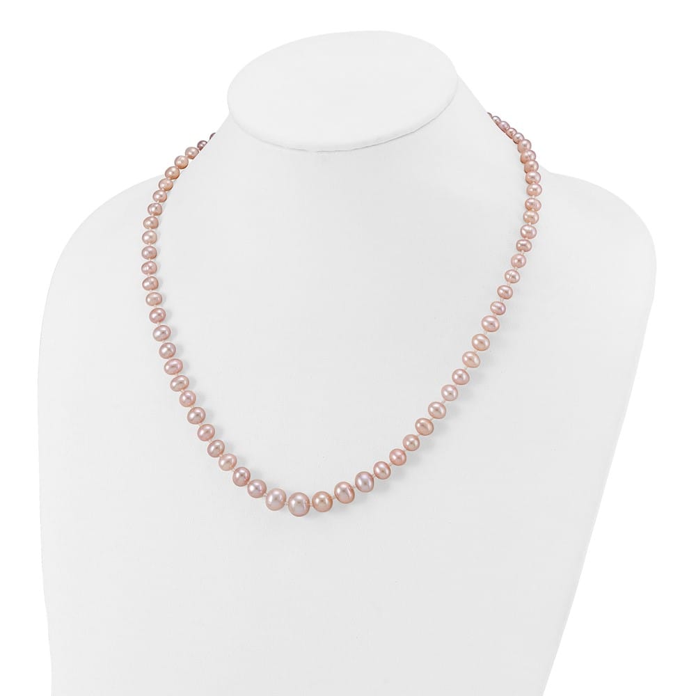 14K Yellow Gold 4-8mm Purple Cultured Pearl Graduated 18 inch Necklace