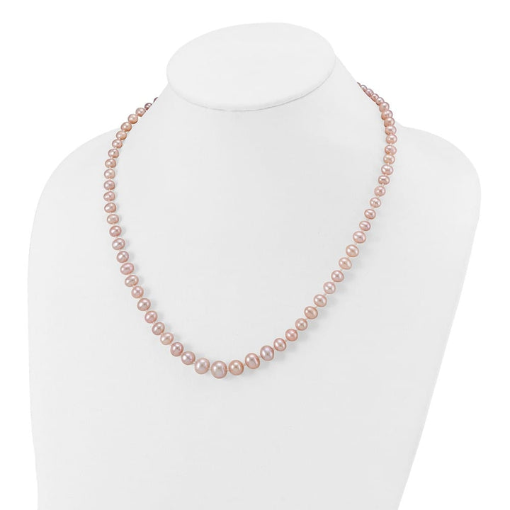 14K Yellow Gold 4-8mm Purple Cultured Pearl Graduated 18 inch Necklace