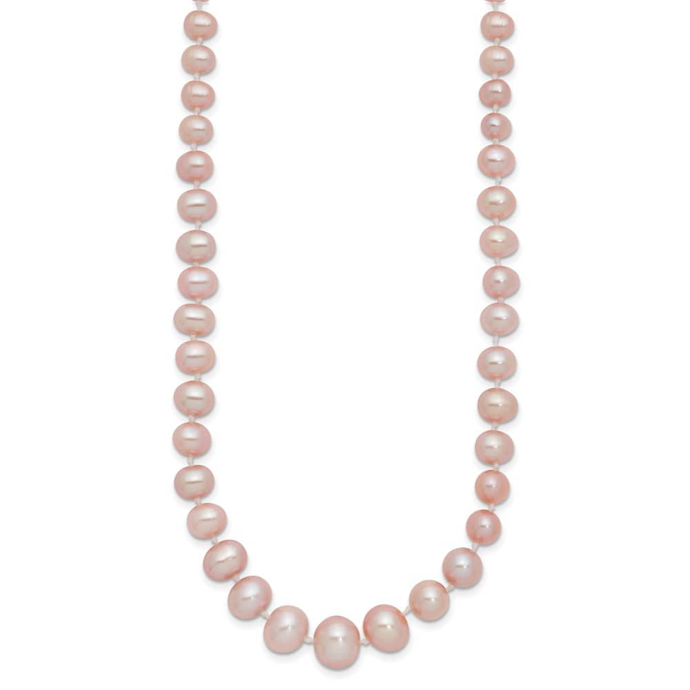 14K Yellow Gold 4-8mm Purple Cultured Pearl Graduated 18 inch Necklace