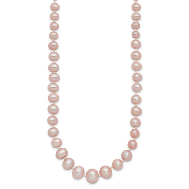 14K Yellow Gold 4-8mm Purple Cultured Pearl Graduated 18 inch Necklace