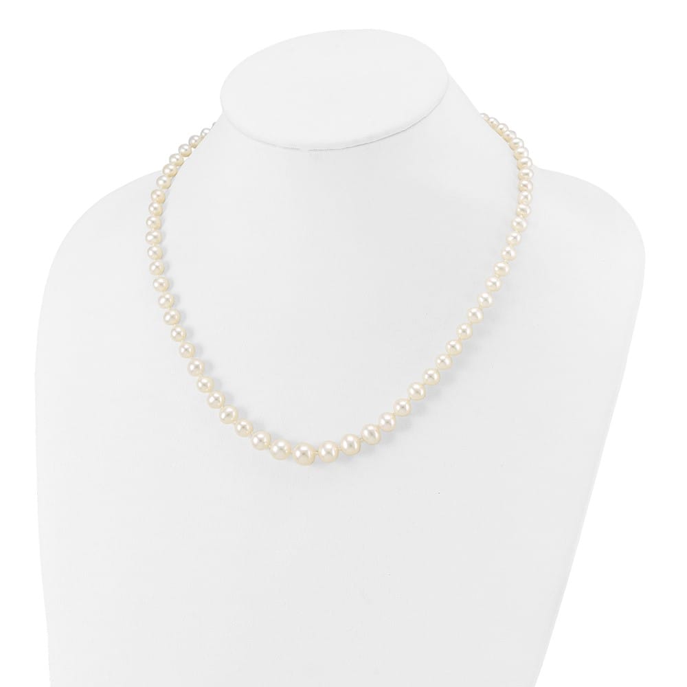 14K Yellow Gold 4-8mm White Cultured Pearl Graduated 18 inch Necklace
