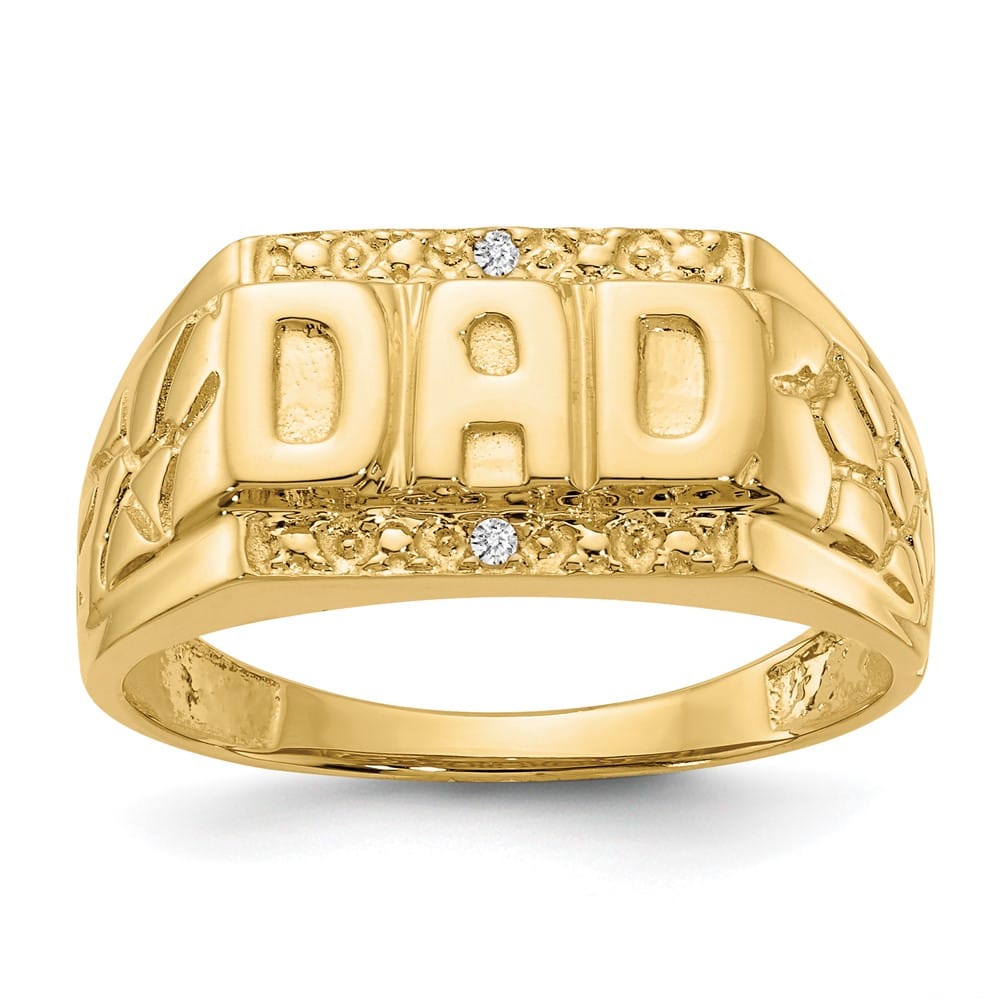 14k Yellow Gold 4.95 g IB Goodman Diamond Dad Men's Ring