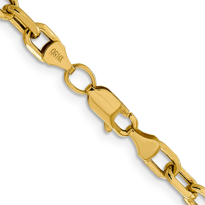 14K Yellow Gold 4.9mm Semi-Solid D.C. Open Link Cable Chain 26 Inch