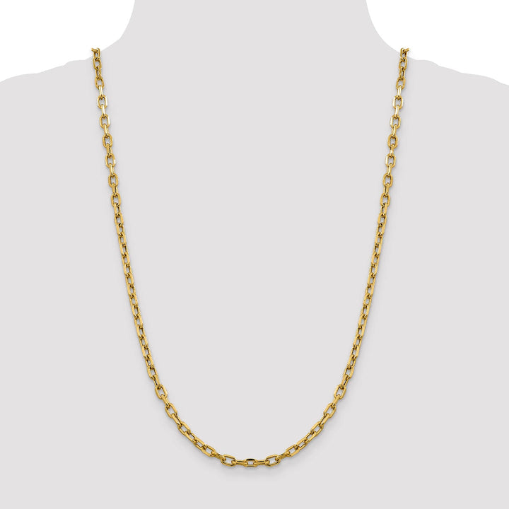 14K Yellow Gold 4.9mm Semi-Solid D.C. Open Link Cable Chain 26 Inch