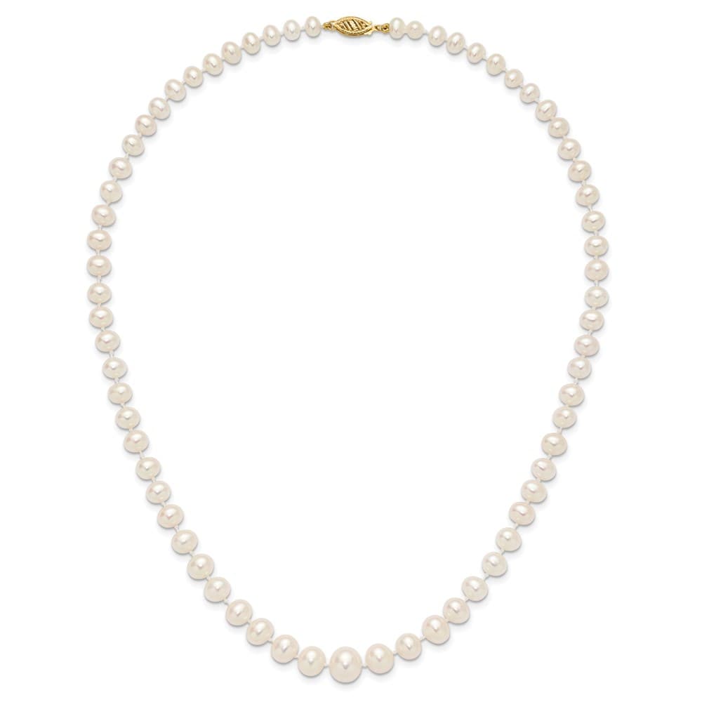 14K Yellow Gold 4-9mm White Cultured Pearl Graduated 18 inch Necklace