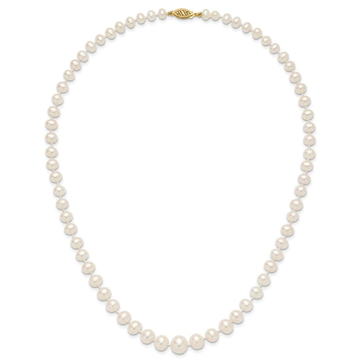 14K Yellow Gold 4-9mm White Cultured Pearl Graduated 18 inch Necklace
