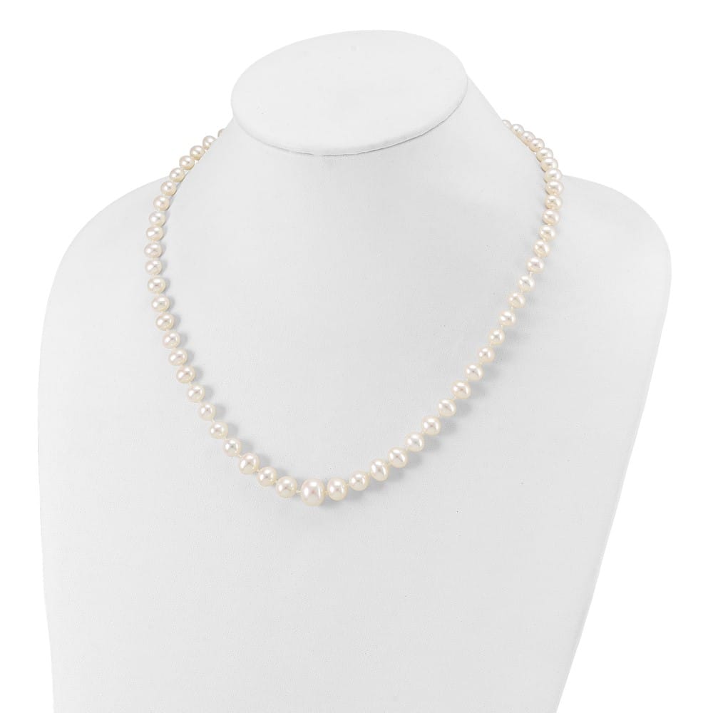 14K Yellow Gold 4-9mm White Cultured Pearl Graduated 18 inch Necklace