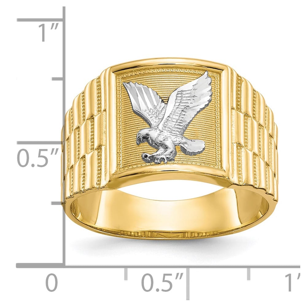 14k Yellow Gold 4 mm Eagle Men's Ring