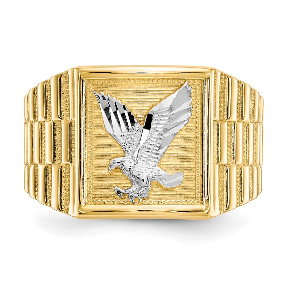 14k Yellow Gold 4 mm Eagle Men's Ring