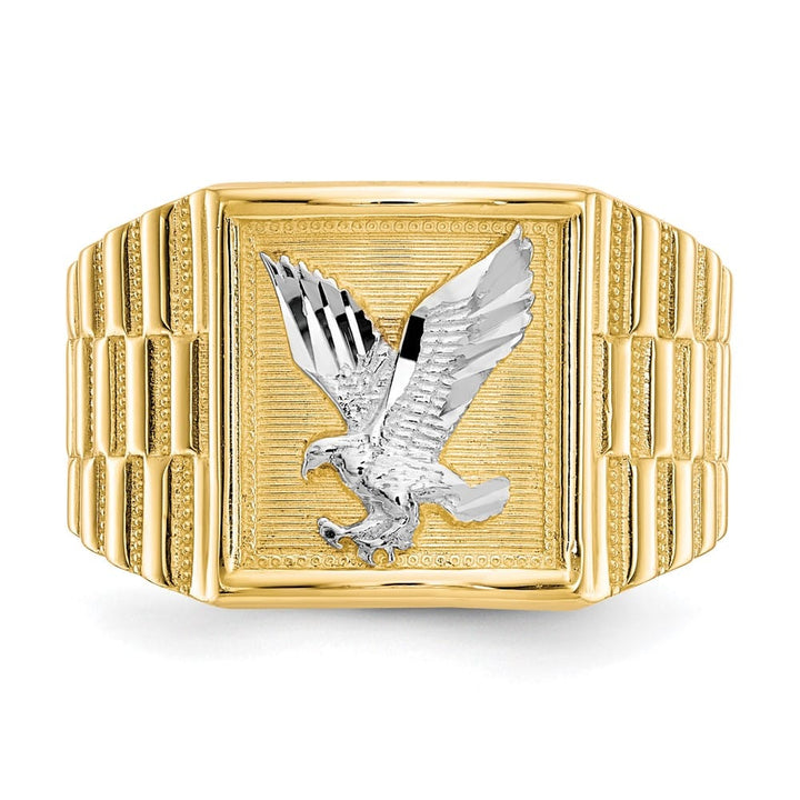 14k Yellow Gold 4 mm Eagle Men's Ring