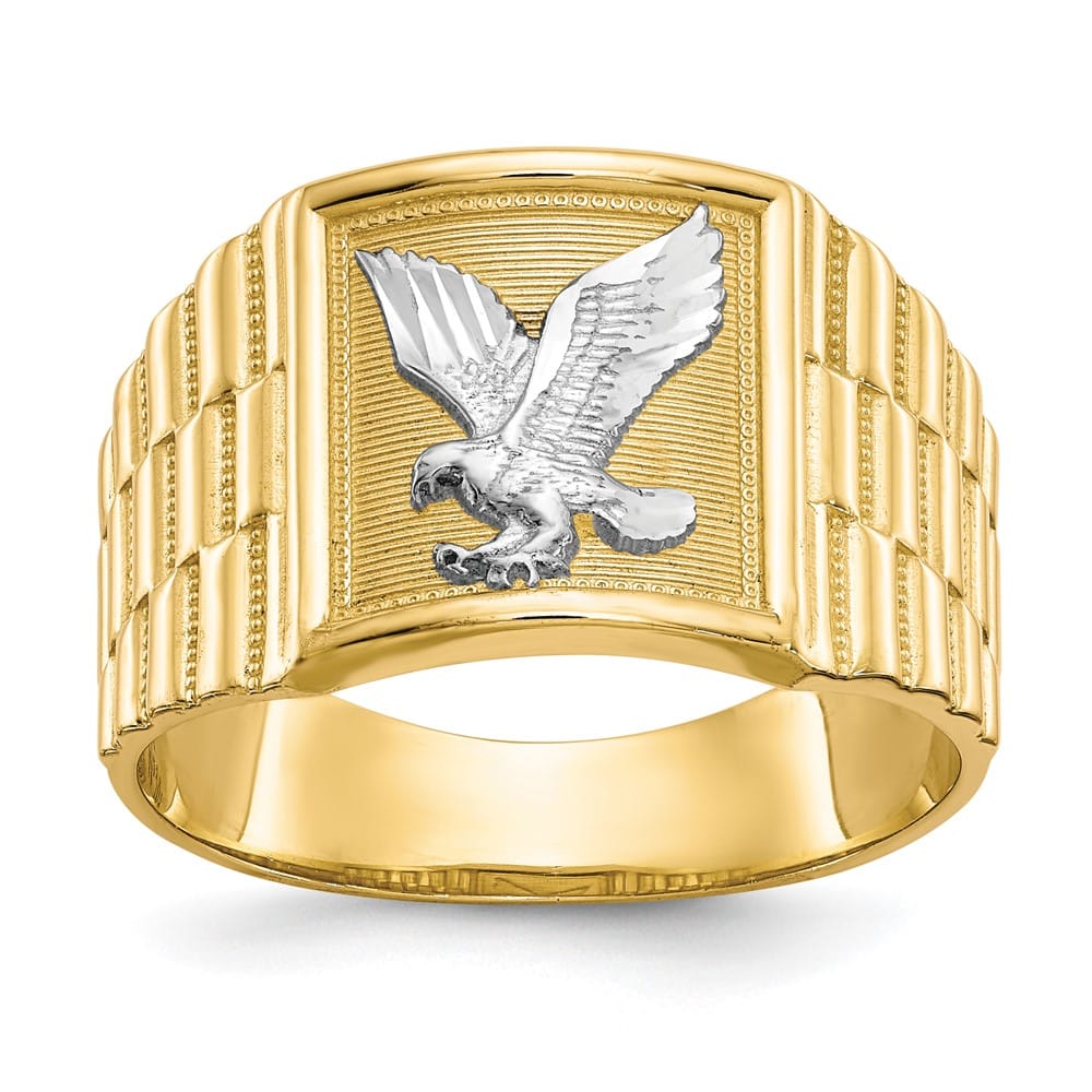 14k Yellow Gold 4 mm Eagle Men's Ring