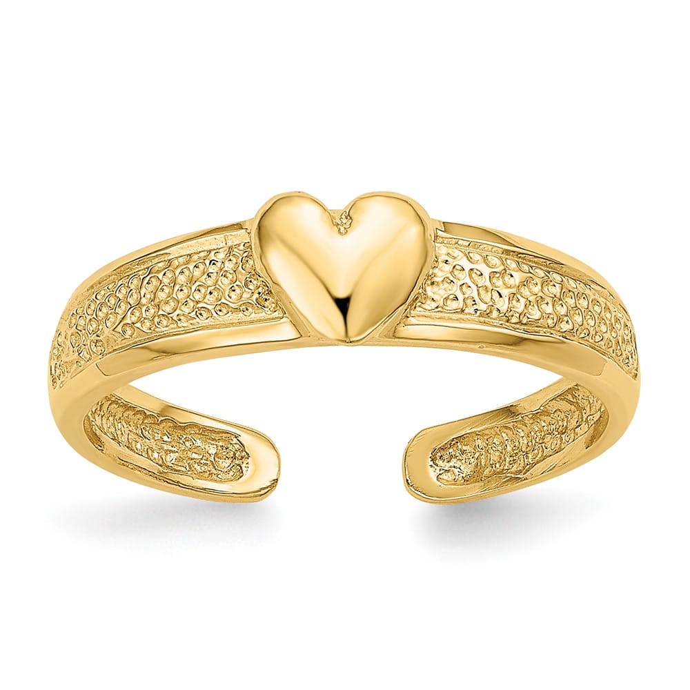 14k Yellow Gold 4 mm Heart Toe Ring
