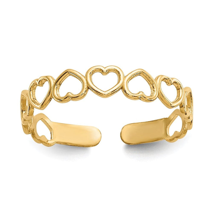 14k Yellow Gold 4 mm Open Hearts Toe Ring