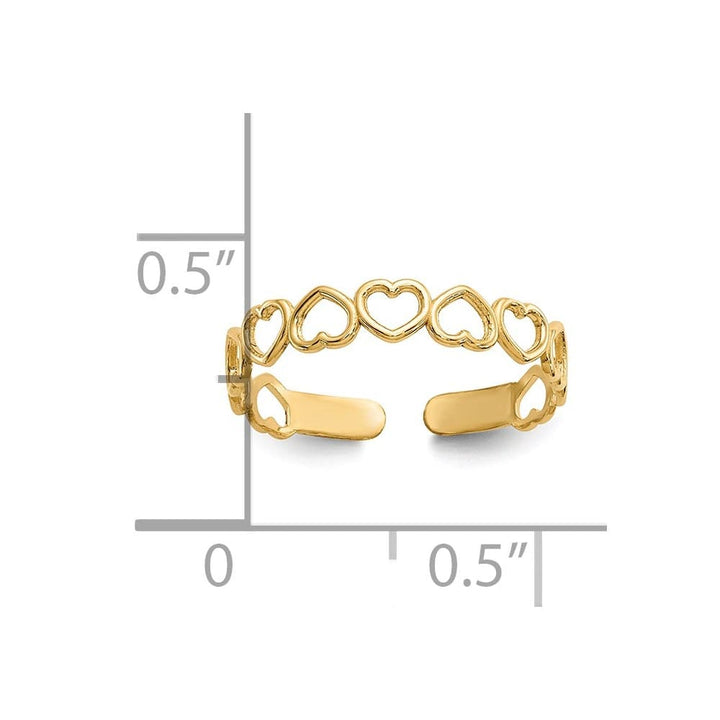14k Yellow Gold 4 mm Open Hearts Toe Ring