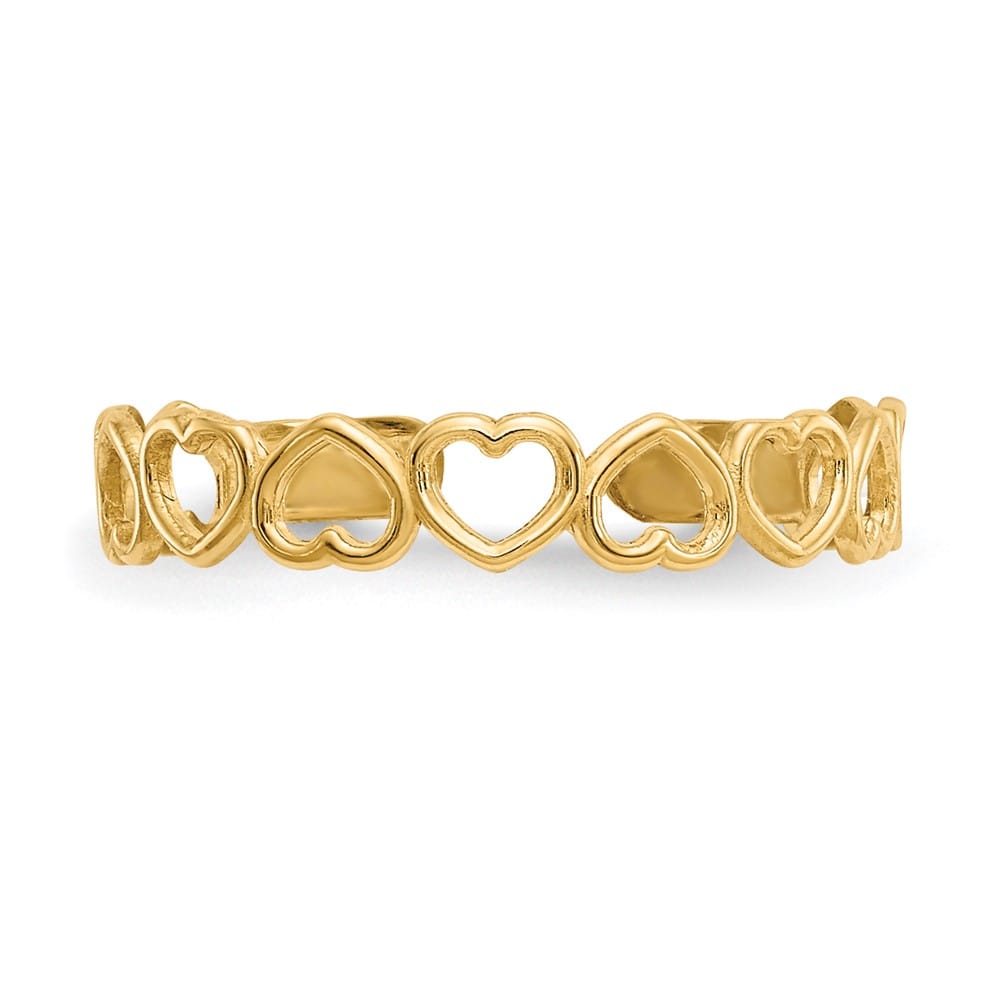 14k Yellow Gold 4 mm Open Hearts Toe Ring