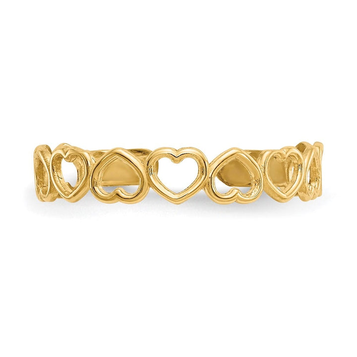 14k Yellow Gold 4 mm Open Hearts Toe Ring