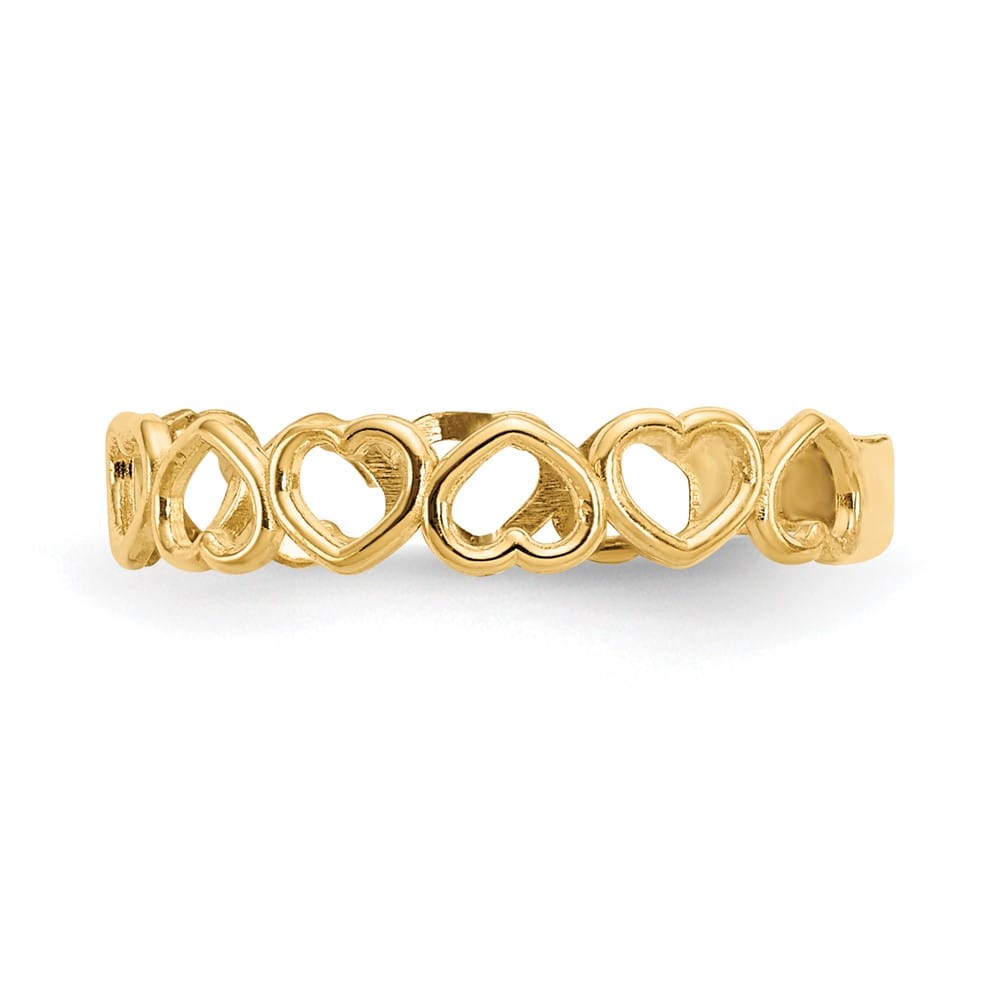 14k Yellow Gold 4 mm Open Hearts Toe Ring