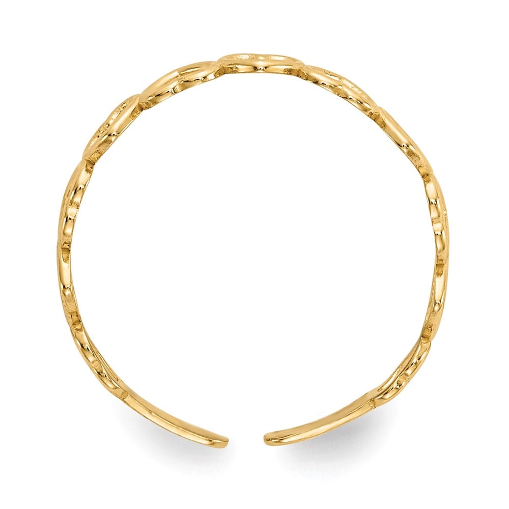 14k Yellow Gold 4 mm Open Hearts Toe Ring