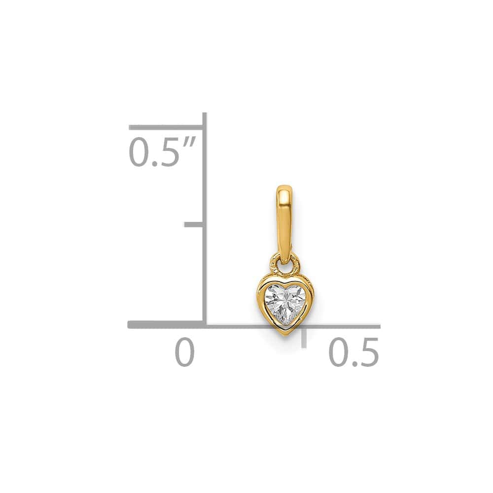 14K Yellow Gold 4mm CZ Bezel Heart Pendant