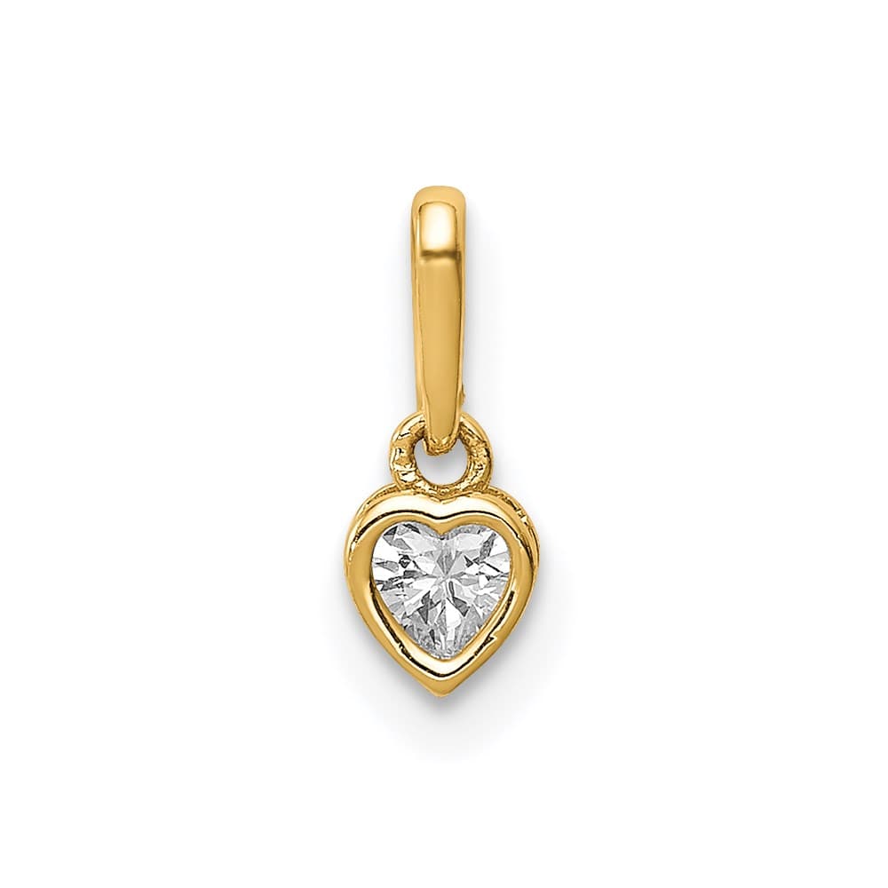 14K Yellow Gold 4mm CZ Bezel Heart Pendant
