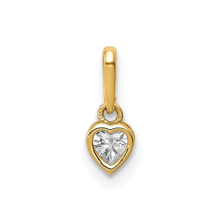 14K Yellow Gold 4mm CZ Bezel Heart Pendant