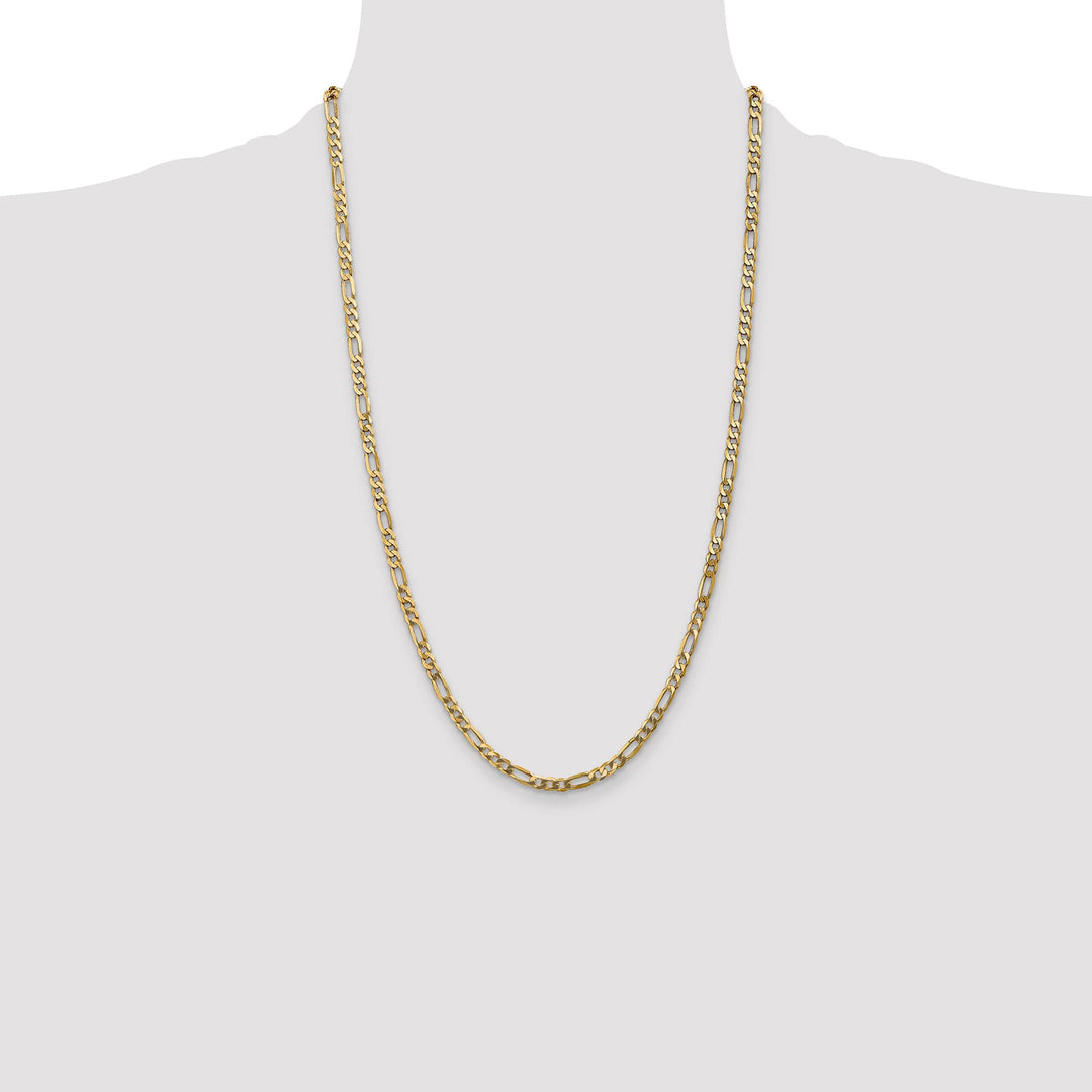 14K Yellow Gold 4mm Flat Figaro Chain