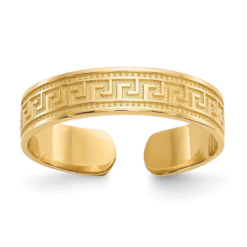 14k Yellow Gold 4mm Greek Key Toe Ring
