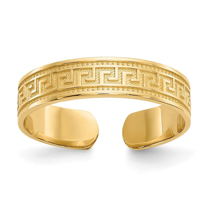 14k Yellow Gold 4mm Greek Key Toe Ring