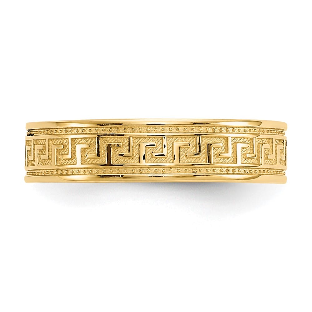 14k Yellow Gold 4mm Greek Key Toe Ring