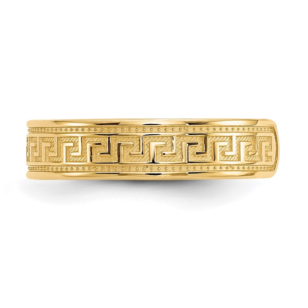 14k Yellow Gold 4mm Greek Key Toe Ring