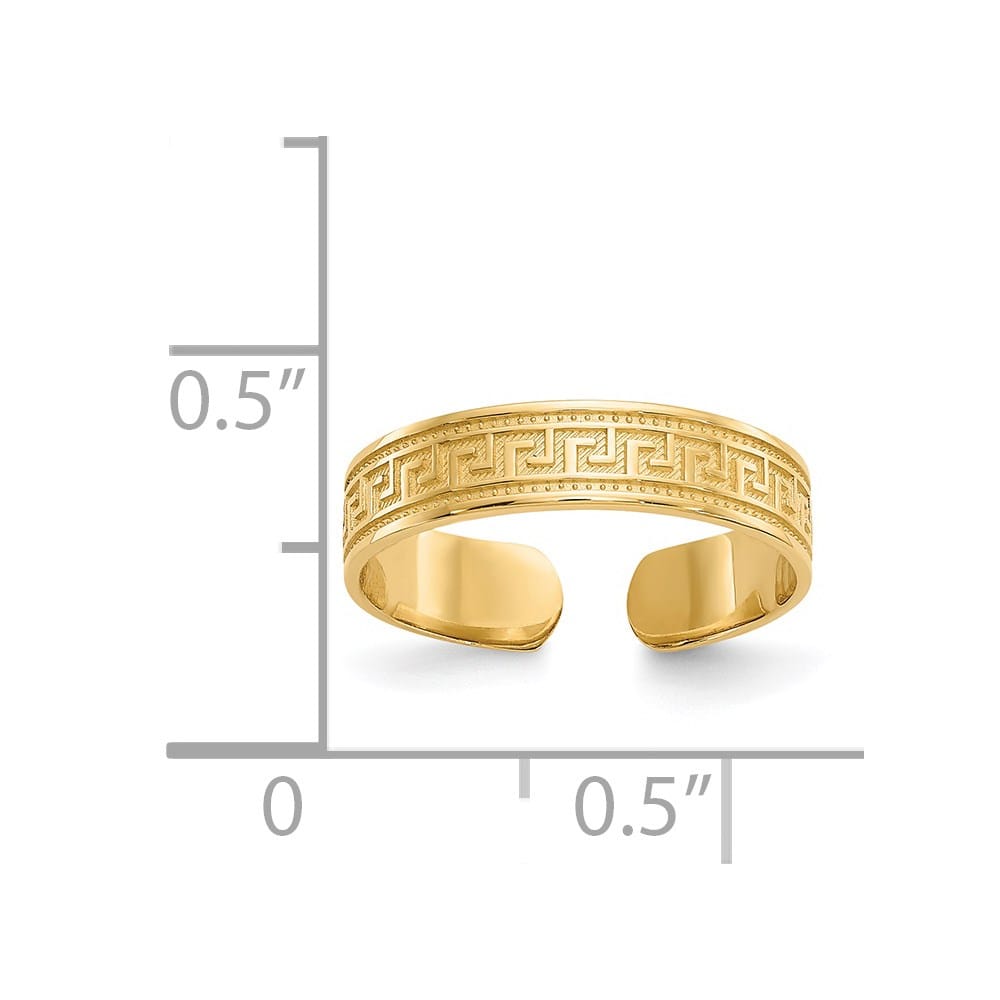 14k Yellow Gold 4mm Greek Key Toe Ring