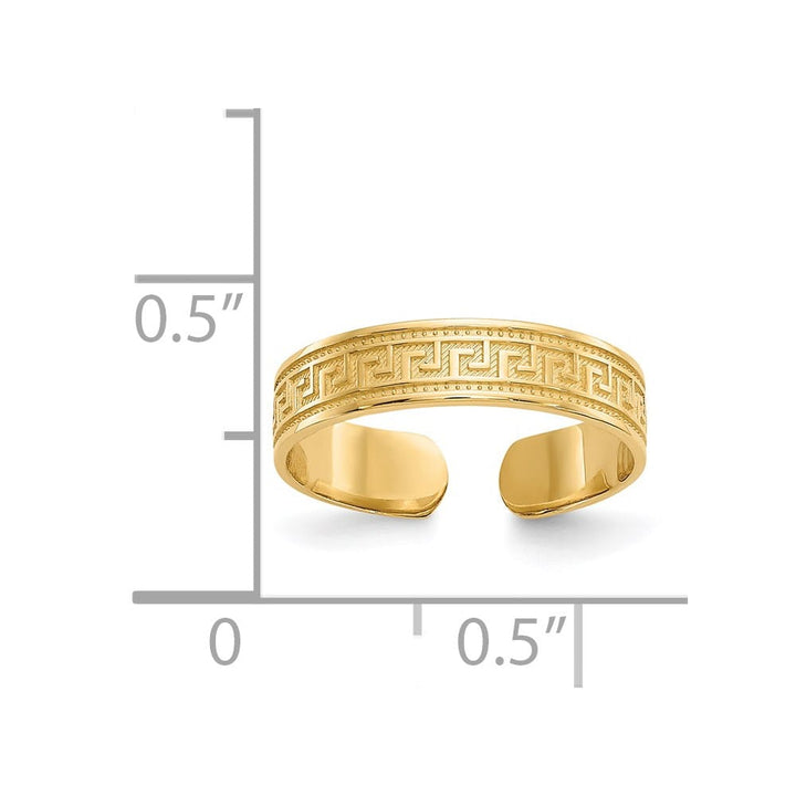14k Yellow Gold 4mm Greek Key Toe Ring