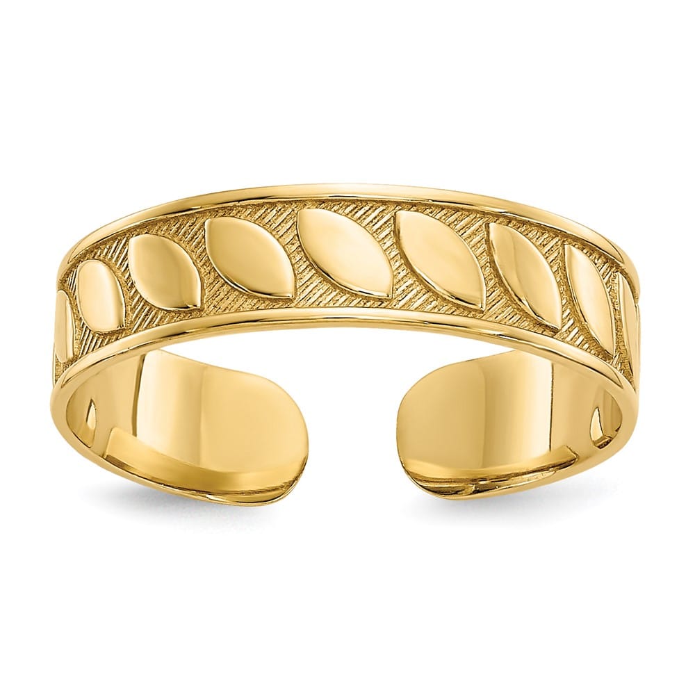 14k Yellow Gold 4mm Leaf Design Toe Ring
